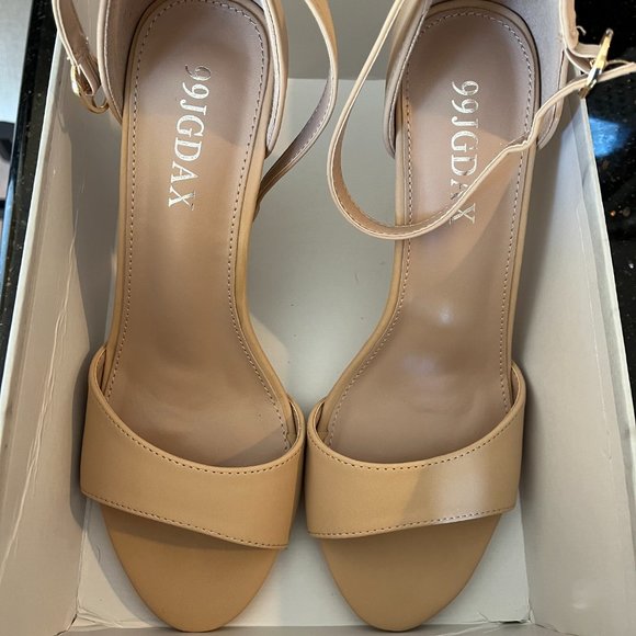 Women's Nude Open Toe Ankle Strap High Heel Sandals 7.5 - Picture 3 of 7